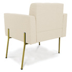 Poltrona Pé De Ferro Dourado Para Sala Kit 2 Elisa Linho D03