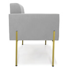 Poltrona Pé De Ferro Dourado Para Sala Kit 2 Elisa Suede D03