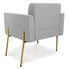 Poltrona Pé De Ferro Dourado Para Sala Kit 2 Elisa Suede D03