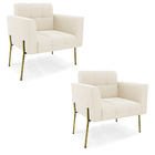 Poltrona Pé De Ferro Dourado Para Sala Kit 2 Elisa Veludo Beg