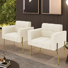 Poltrona Pé De Ferro Dourado Para Sala Kit 2 Elisa Veludo D03