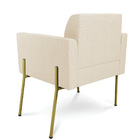 Poltrona Pé De Ferro Dourado Para Sala Marisa Linho - Bege