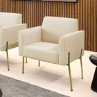 Poltrona Pé De Ferro Dourado Para Sala Marisa Linho - Bege