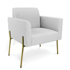 Poltrona Pé De Ferro Dourado Para Sala Marisa Linho - Cinza