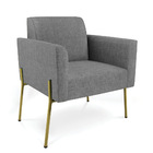 Poltrona Pé De Ferro Dourado Para Sala Marisa Linho - Grafite