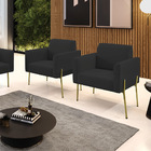 Poltrona Pé De Ferro Dourado Para Salão Kit 2 Marisa Veludo D