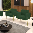 Poltrona Pé De Ferro Dourado Para Salão Kit 2 Marisa Veludo V