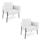 Poltrona Pé De Ferro Preto Kit 2 Para Recepção Marisa Corino