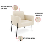 Poltrona Pé De Ferro Preto Para Consultório Marisa Linho Bege