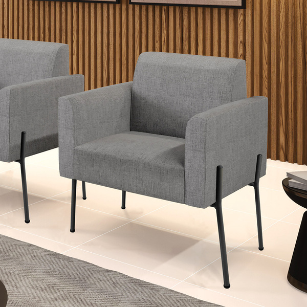 Poltrona Pé De Ferro Preto Para Consultório Marisa Linho - Gr