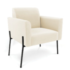 Poltrona Pé De Ferro Preto Para Estúdio Marisa Veludo - Bege