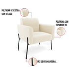 Poltrona Pé De Ferro Preto Para Estúdio Marisa Veludo - Bege