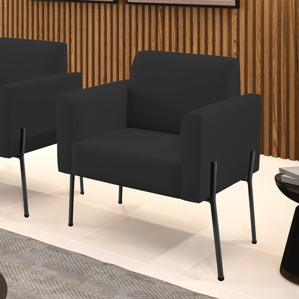 Poltrona Pé De Ferro Preto Para Estúdio Marisa Veludo Preto D