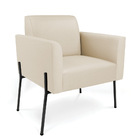 Poltrona Pé De Ferro Preto Para Recepção Marisa Corino - Bege