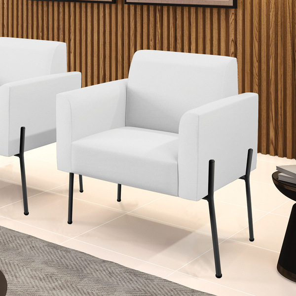 Poltrona Pé De Ferro Preto Para Recepção Marisa Corino - Bran