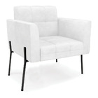 Poltrona Pé De Ferro Preto Para Sala Elisa Corano Branco D03