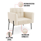 Poltrona Pé De Ferro Preto Para Sala Elisa Corino D03 - D'ros