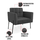 Poltrona Pé De Ferro Preto Para Sala Elisa Corino Preto D03 -