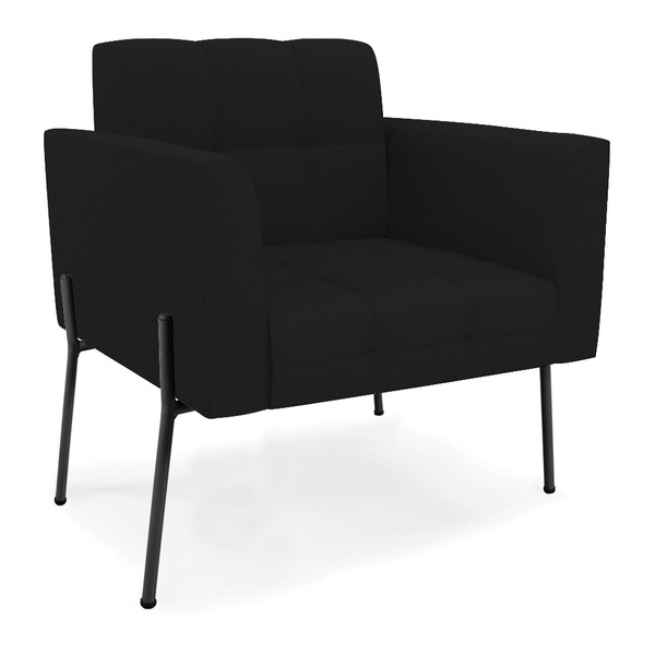 Poltrona Pé De Ferro Preto Para Sala Elisa Linho D03 - D'ross