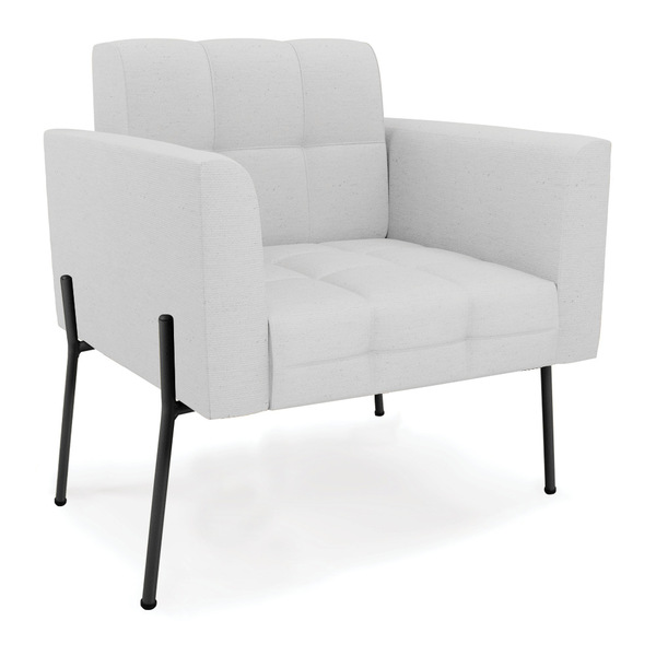 Poltrona Pé De Ferro Preto Para Sala Elisa Linho D03 - D'ross