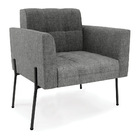 Poltrona Pé De Ferro Preto Para Sala Elisa Linho Grafite A26