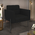 Poltrona Pé De Ferro Preto Para Sala Elisa Linho Preto A79 D0