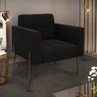 Poltrona Pé De Ferro Preto Para Sala Elisa Suede D03 - D'ross