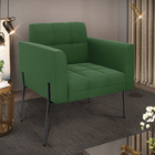 Poltrona Pé De Ferro Preto Para Sala Elisa Suede D03 - D'ross