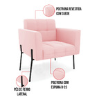 Poltrona Pé De Ferro Preto Para Sala Elisa Suede D03 - D'ross