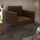 Poltrona Pé De Ferro Preto Para Sala Elisa Suede D03 - D'ross