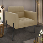 Poltrona Pé De Ferro Preto Para Sala Elisa Suede D03 - D'ross