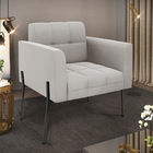 Poltrona Pé De Ferro Preto Para Sala Elisa Veludo Cinza D03 -