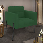 Poltrona Pé De Ferro Preto Para Sala Elisa Veludo Verde D03 -