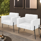 Poltrona Pé De Ferro Preto Para Sala Kit 2 Elisa Corano D03 -