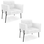 Poltrona Pé De Ferro Preto Para Sala Kit 2 Elisa Corano D03 -