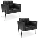 Poltrona Pé De Ferro Preto Para Sala Kit 2 Elisa Corano D03 -