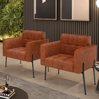 Poltrona Pé De Ferro Preto Para Sala Kit 2 Elisa Corano Nozes