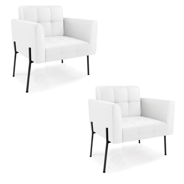 Poltrona Pé De Ferro Preto Para Sala Kit 2 Elisa Corino D03 -