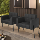 Poltrona Pé De Ferro Preto Para Sala Kit 2 Elisa Corino D03 -