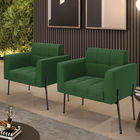 Poltrona Pé De Ferro Preto Para Sala Kit 2 Elisa Suede D03 -