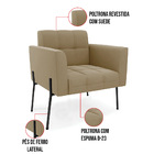 Poltrona Pé De Ferro Preto Para Sala Kit 2 Elisa Suede D03 -