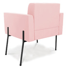 Poltrona Pé De Ferro Preto Para Sala Kit 2 Elisa Suede Rosa B