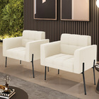 Poltrona Pé De Ferro Preto Para Sala Kit 2 Elisa Veludo D03 -