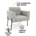 Poltrona Pé De Ferro Preto Para Sala Kit 2 Elisa Veludo D03 -