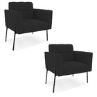 Poltrona Pé De Ferro Preto Para Sala Kit 2 Elisa Veludo Preto
