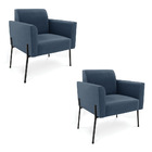 Poltrona Pé De Ferro Preto Para Sala Kit 2 Marisa Suede D03 -