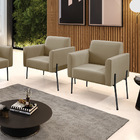 Poltrona Pé De Ferro Preto Para Sala Kit 2 Marisa Suede D03 -