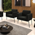 Poltrona Pé De Ferro Preto Para Sala Kit 2 Marisa Suede D03 -