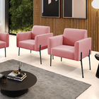 Poltrona Pé De Ferro Preto Para Sala Kit 2 Marisa Suede D03 -