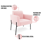 Poltrona Pé De Ferro Preto Para Sala Kit 2 Marisa Suede Rosa